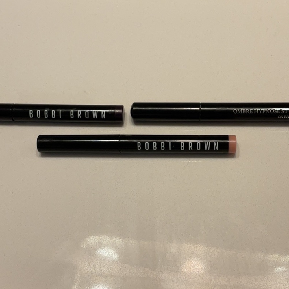Bobbi Brown eye shadow stick in Black and Soft Pink, Lancôme